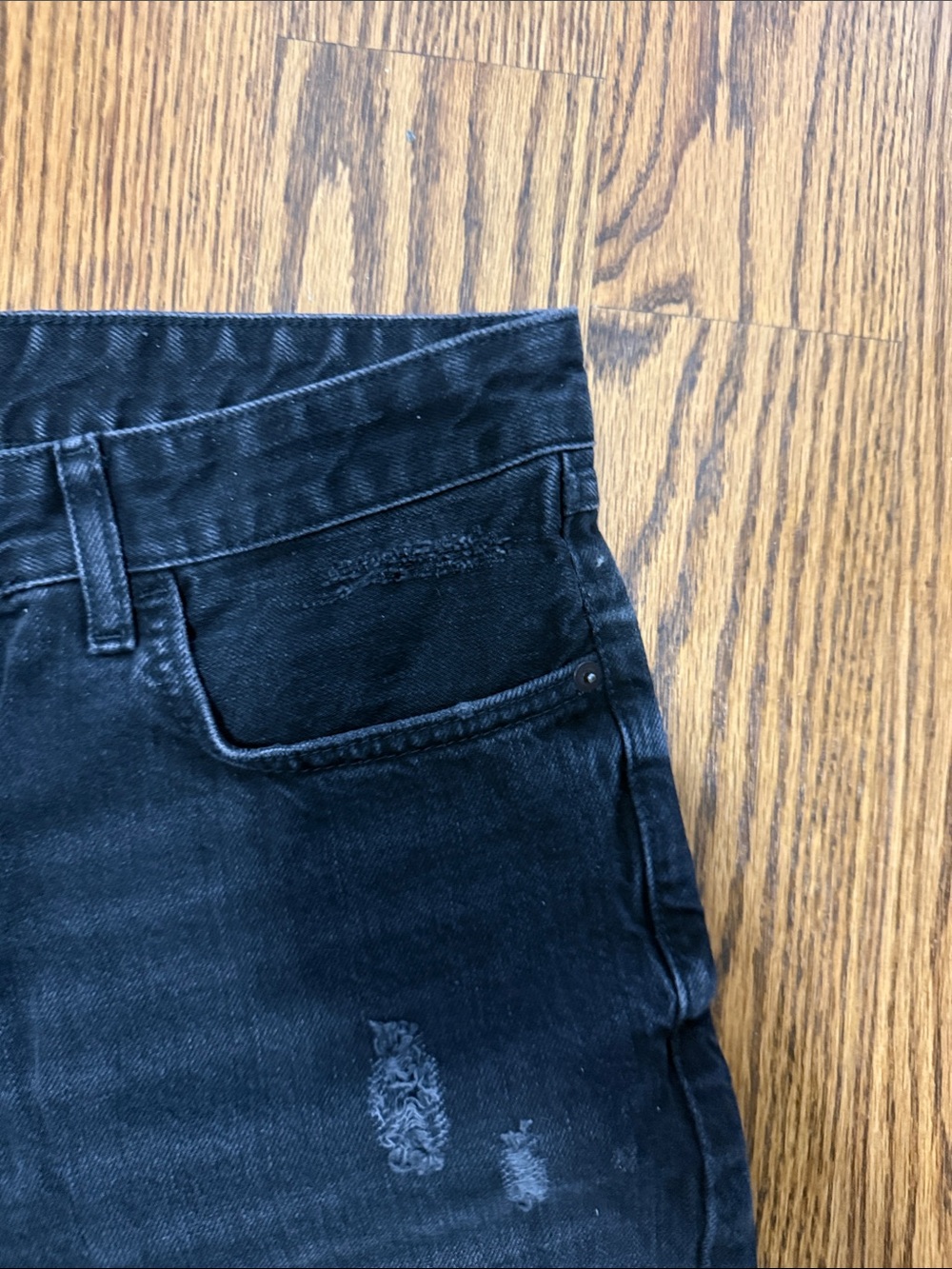 Forever 21 Black Distressed Denim Jean Shorts - Picture 3 of 9